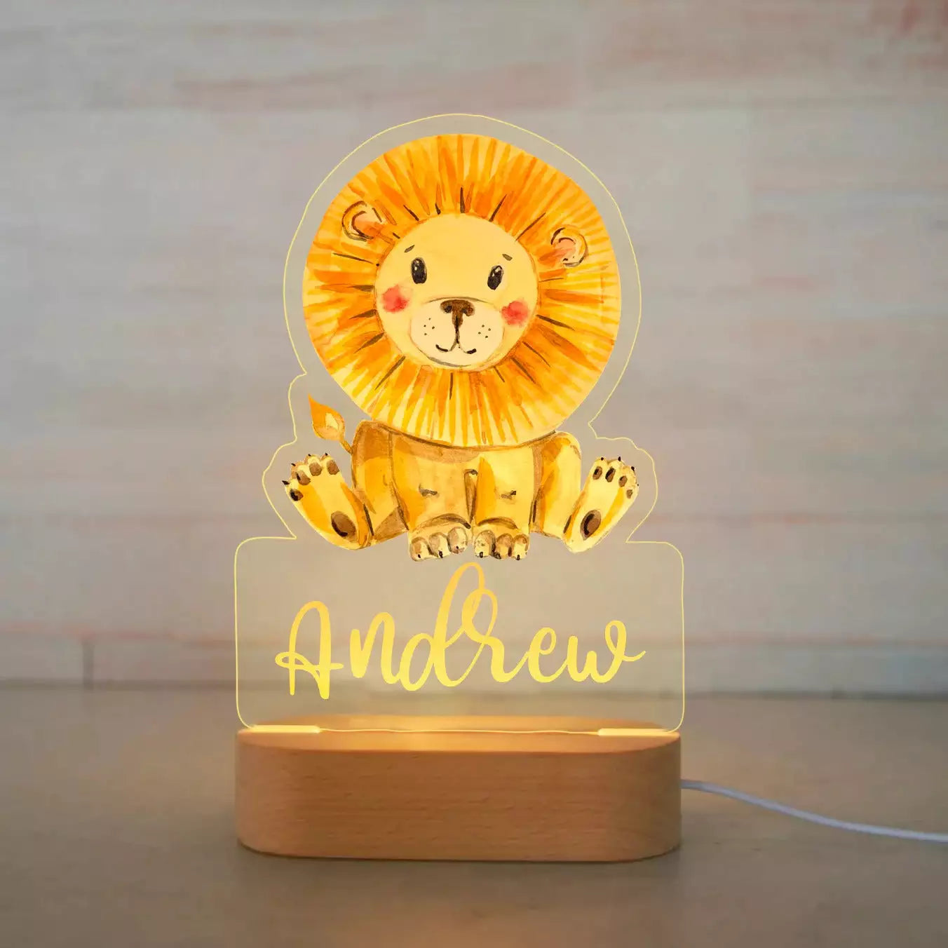Veilleuse personnalisée avec Nom d'Animal pour Enfant