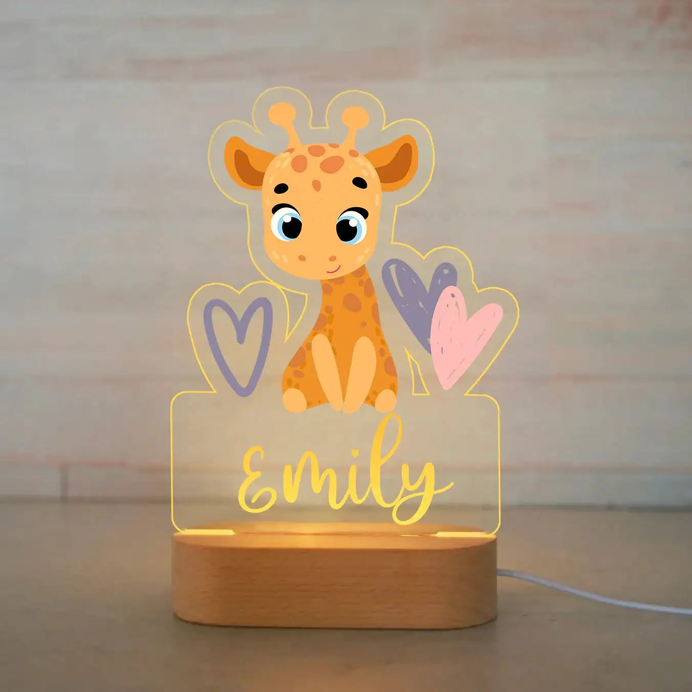 Veilleuse personnalisée avec Nom d'Animal pour Enfant