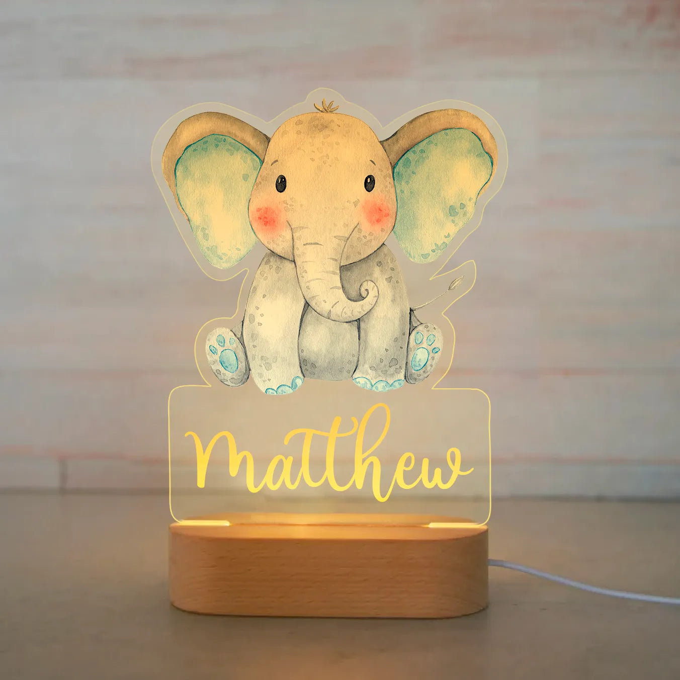 Veilleuse personnalisée avec Nom d'Animal pour Enfant