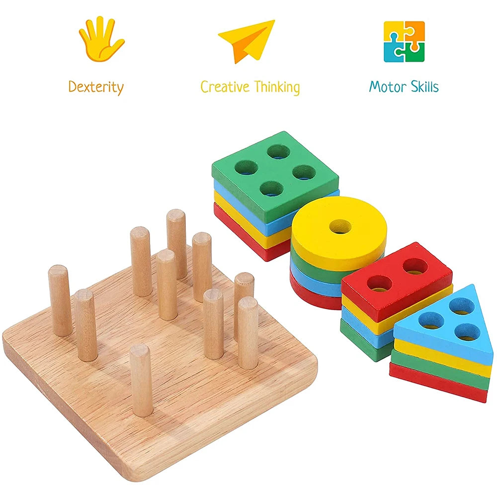 Jeu de tri et d'empilage en bois