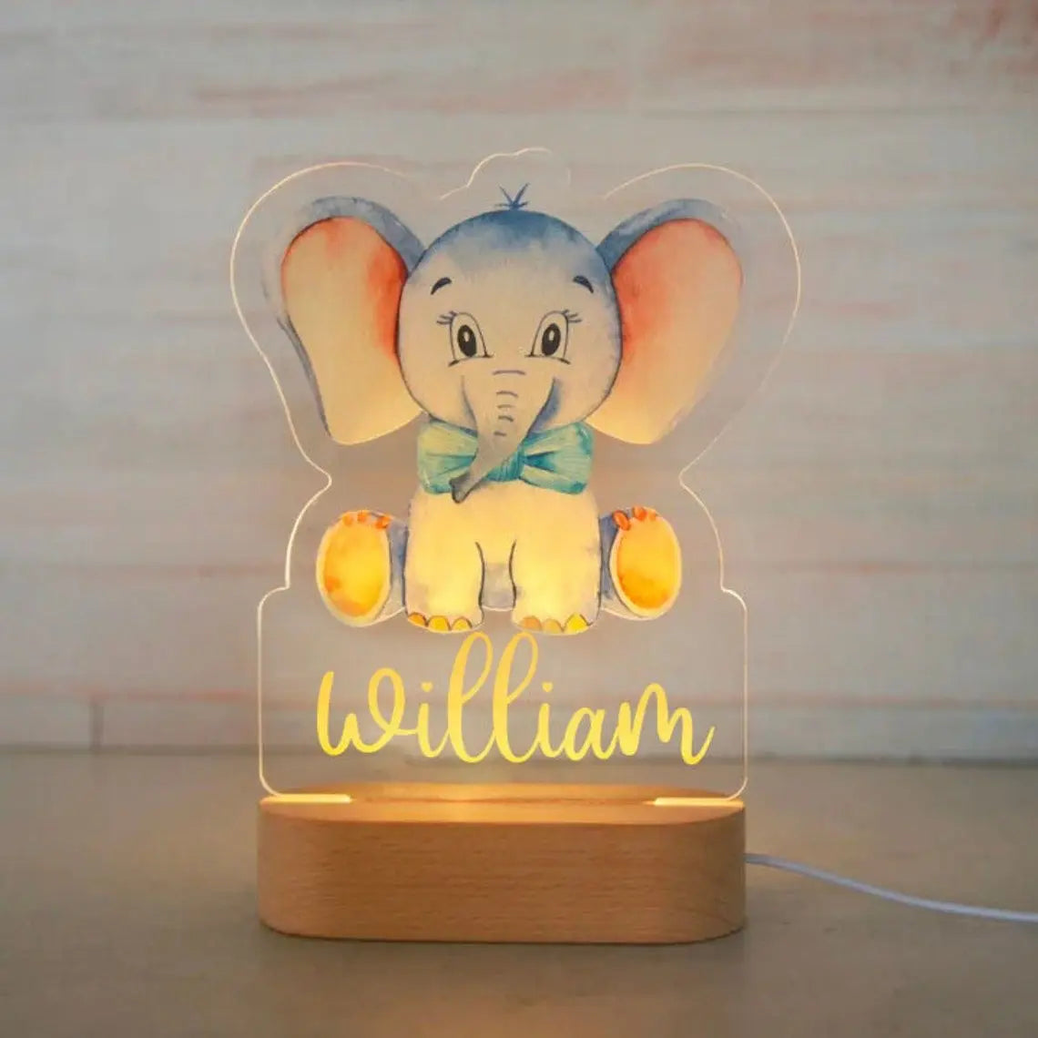 Veilleuse personnalisée avec Nom d'Animal pour Enfant