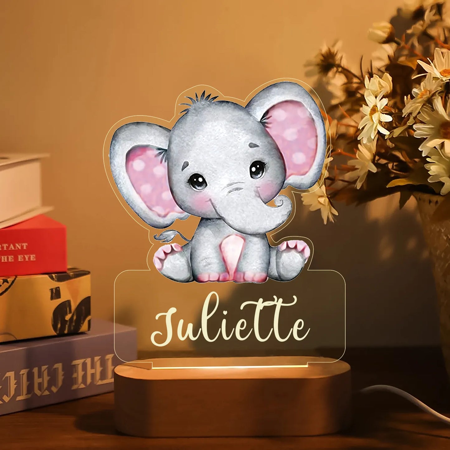 Veilleuse personnalisée avec Nom d'Animal pour Enfant