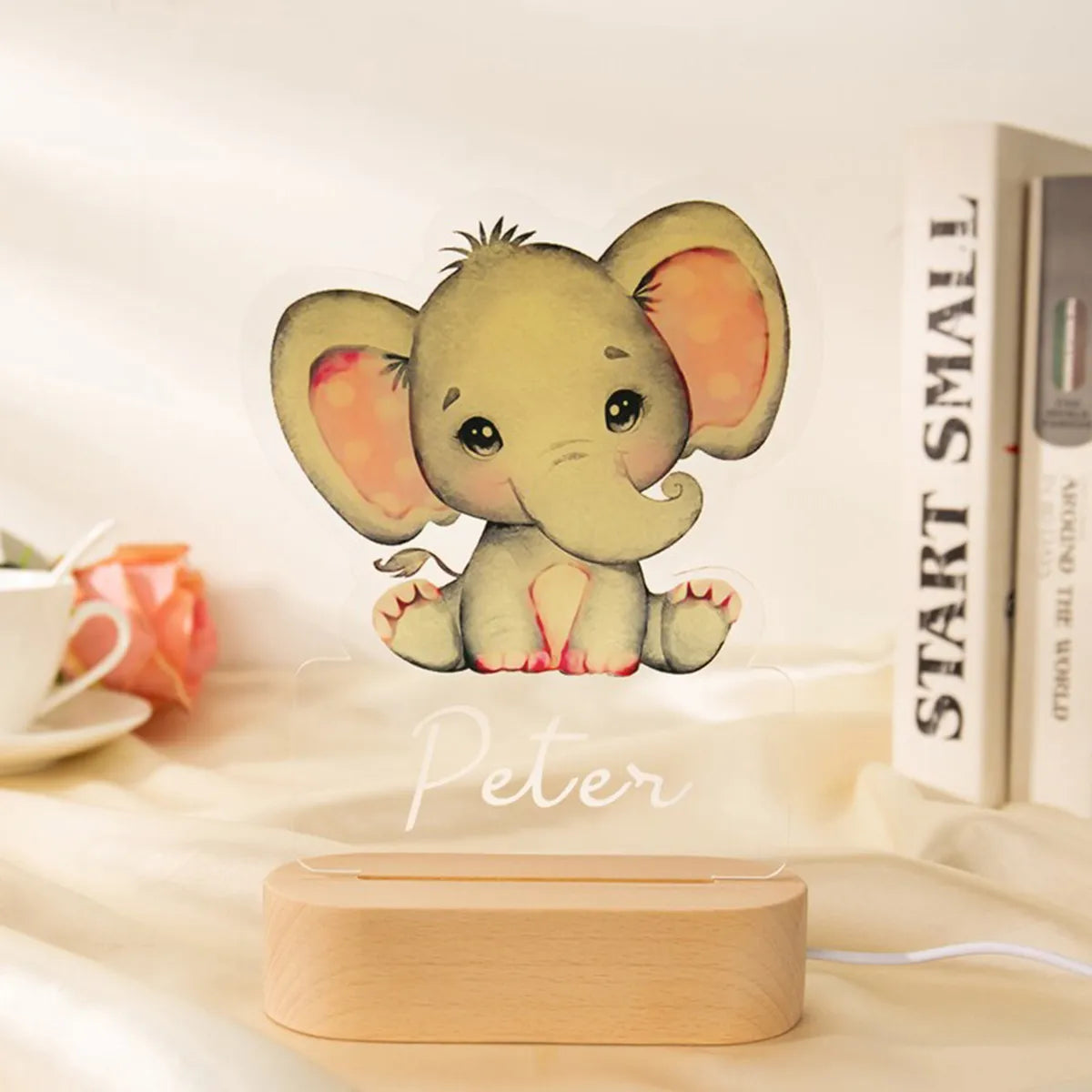 Veilleuse personnalisée avec Nom d'Animal pour Enfant
