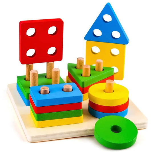 Jeu de tri et d'empilage en bois